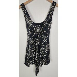 Ted Baker London Women's Sz. 2 100% Silk Navy/Ivory Tie Tank